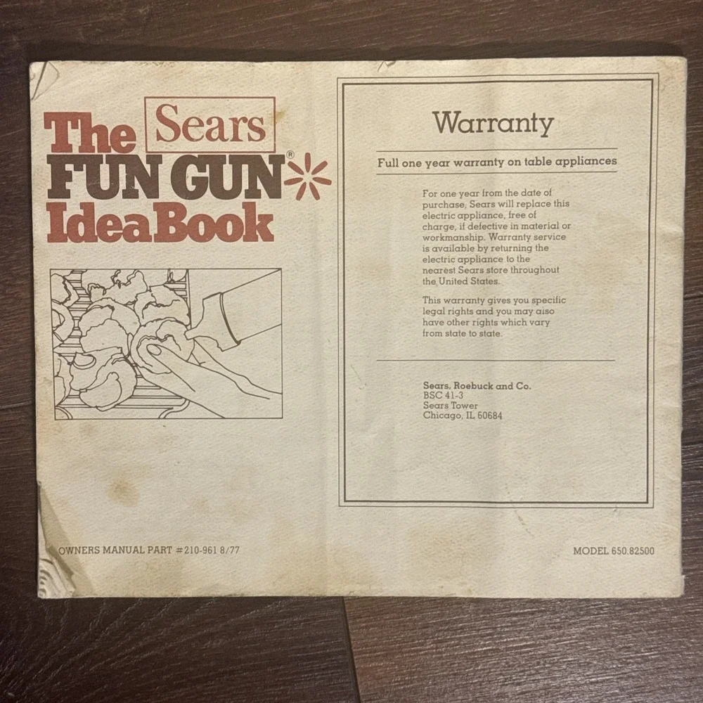 Vintage Sears Fun Gun Electric Cookie Canape Press 82505 Complete Tested‎